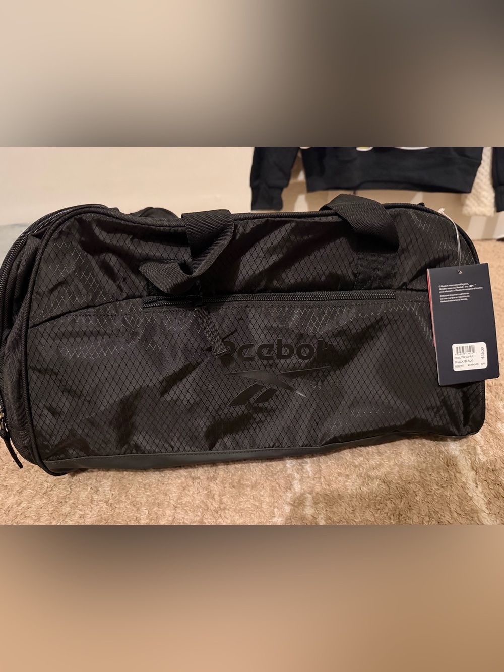Reebok Black Men's Duffel Bag with Subtle Logo